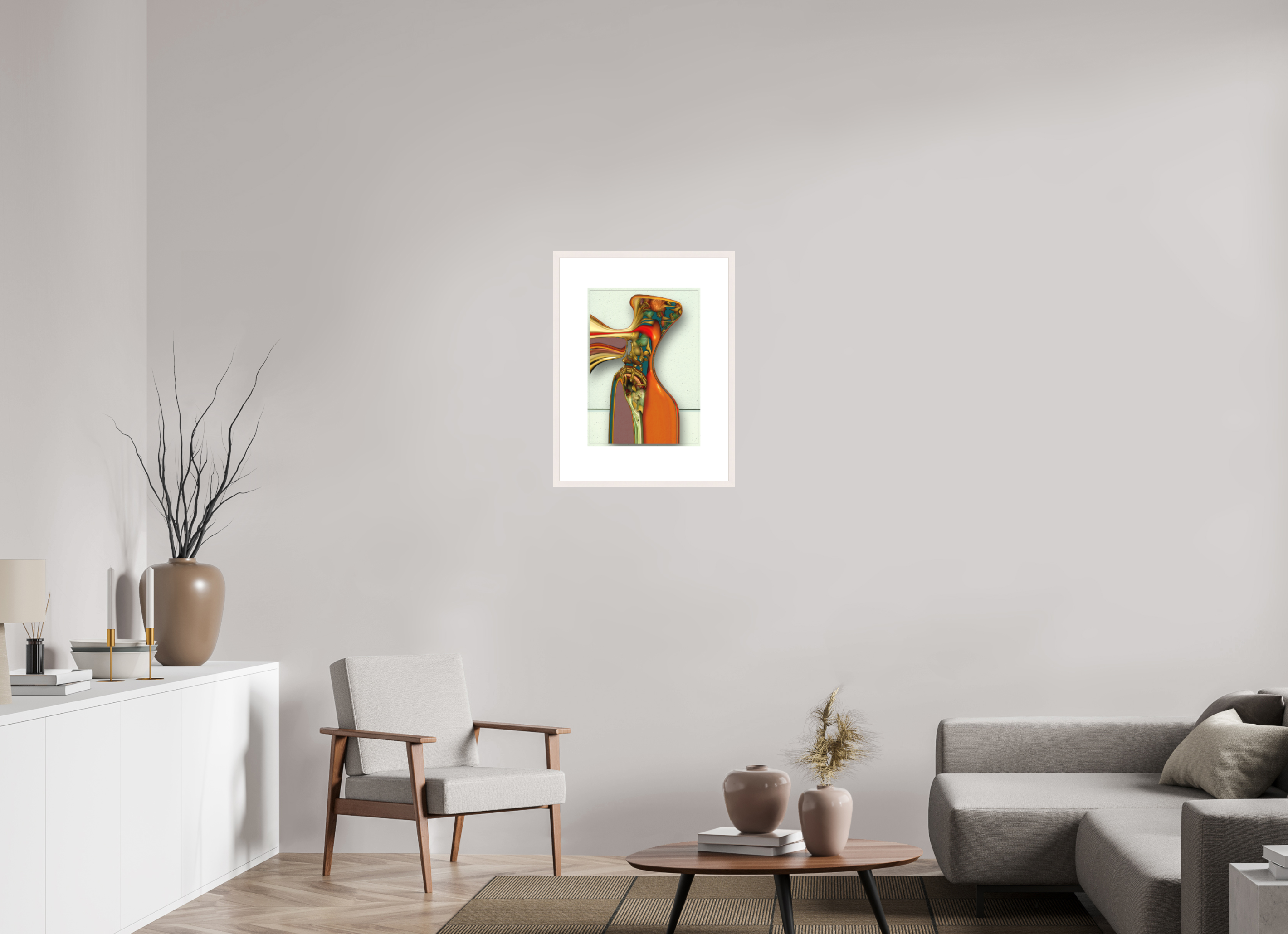 DIN A2 (42 x 59,4 cm), Ilona Mangold A4 Framed Fluid Form – Framed Abstract Wall Art