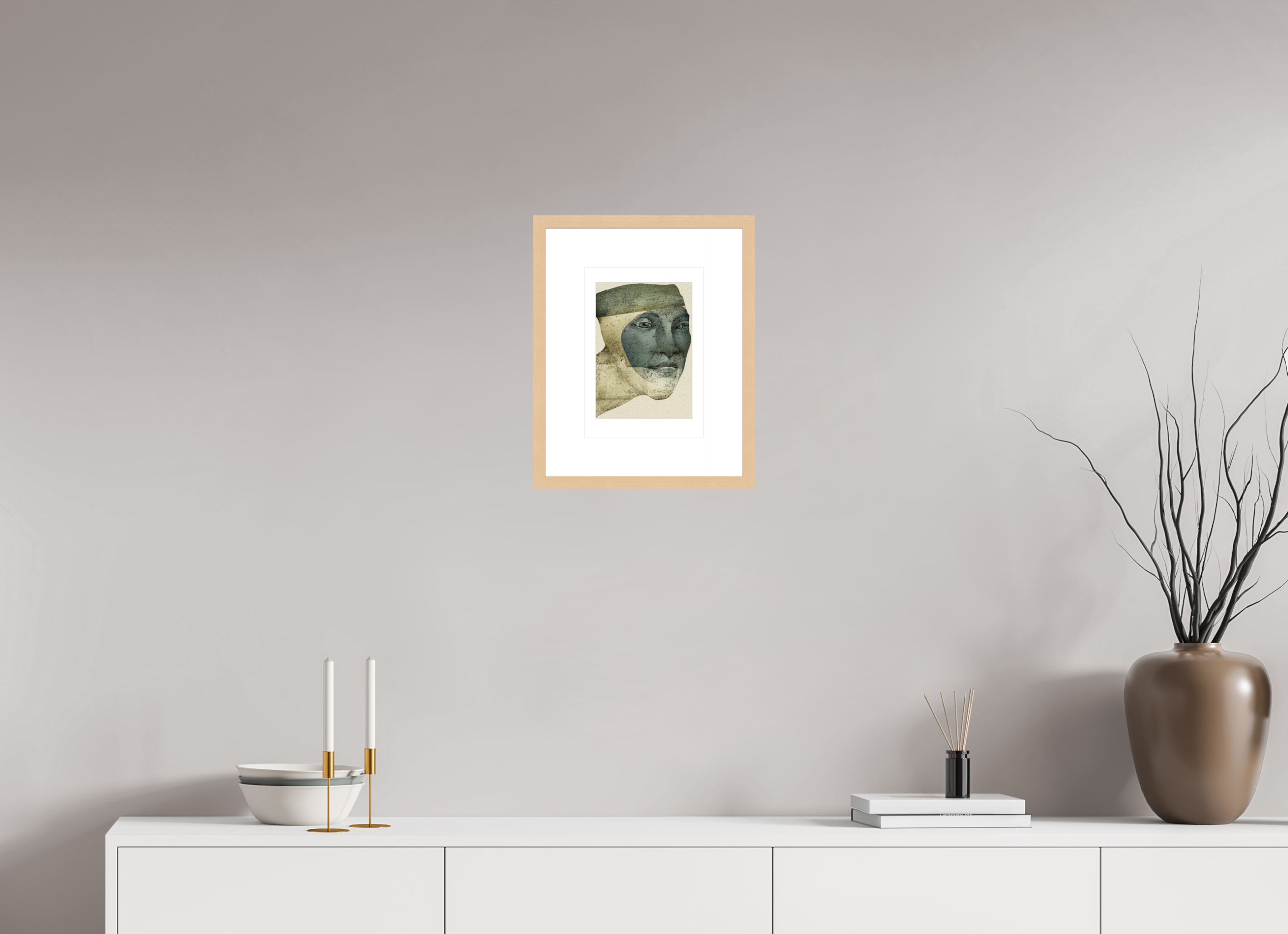 DIN A4 (21 x 29,7 cm), Ilona Mangold - Framed (Ahorn natur) Quiet Portrait – Framed Abstract Wall Art