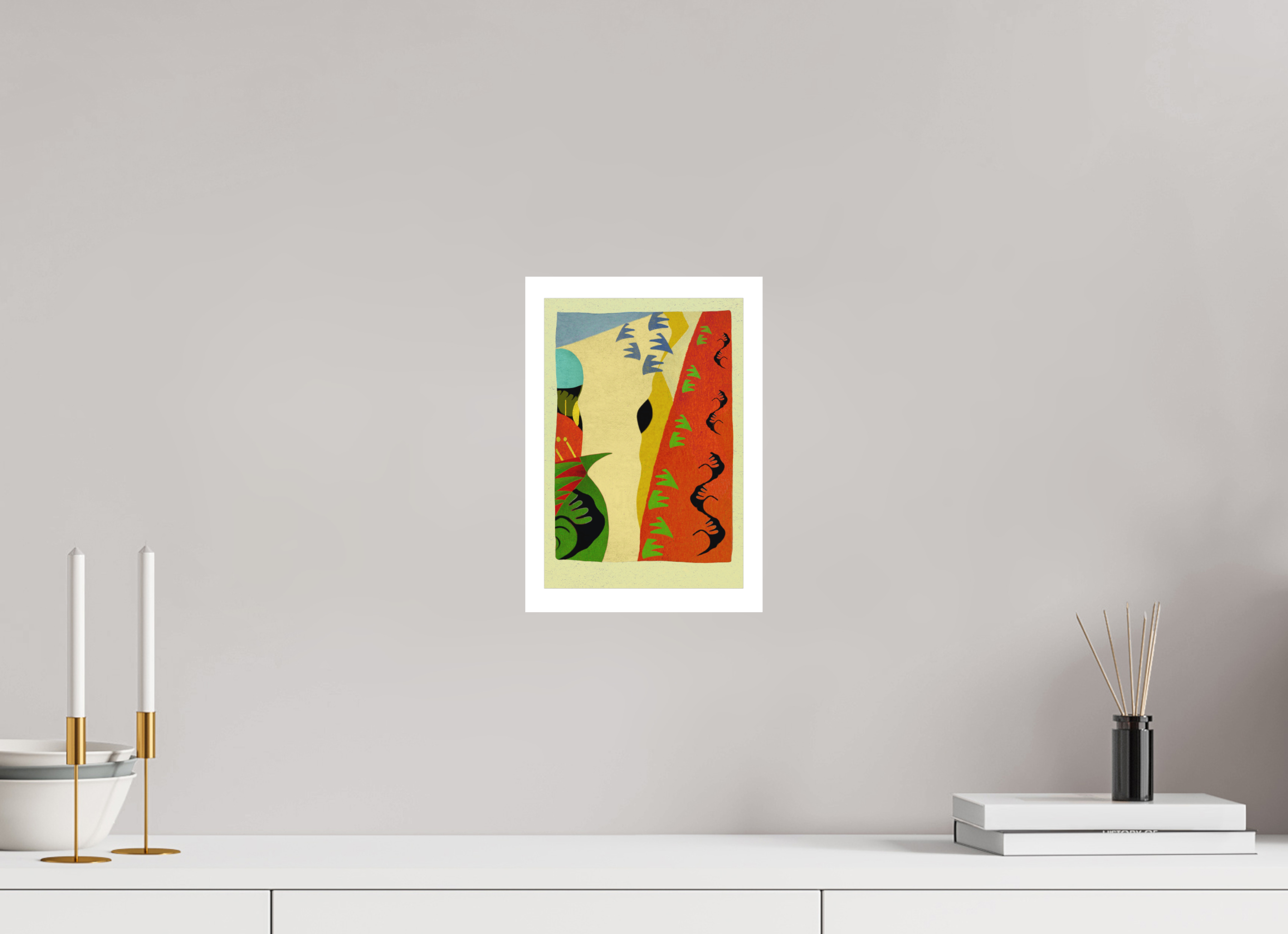 DIN A4 (21 x 29,7 cm), Ilona Mangold - FineArt Paper (no frame) Warm Landscape – Modern Abstract Wall Art Print