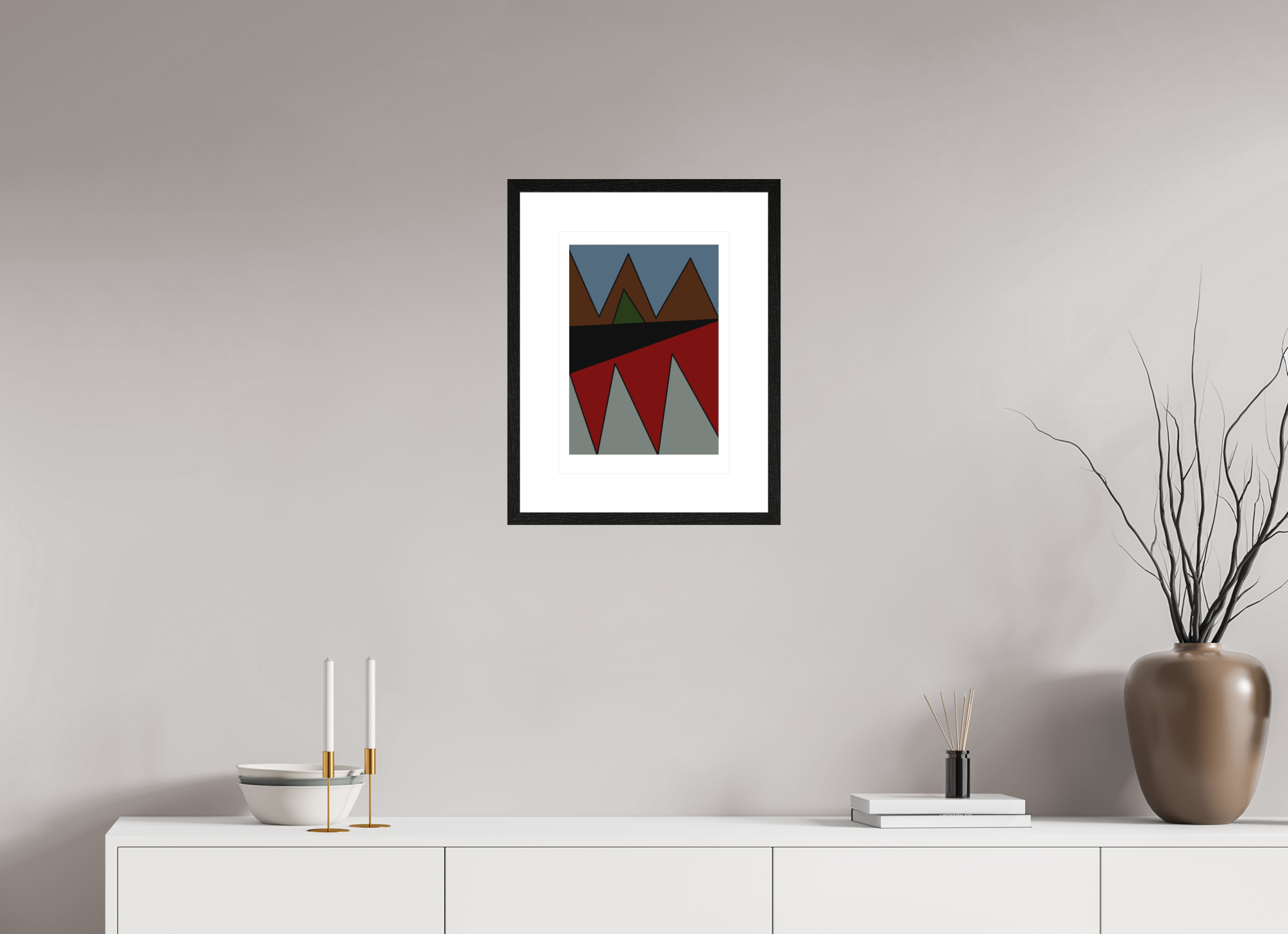 DIN A3 (29,7 x 42 cm), Ilona Mangold A4 - Framed (Black Oak) Bold Geometry – Framed Abstract Wall Art