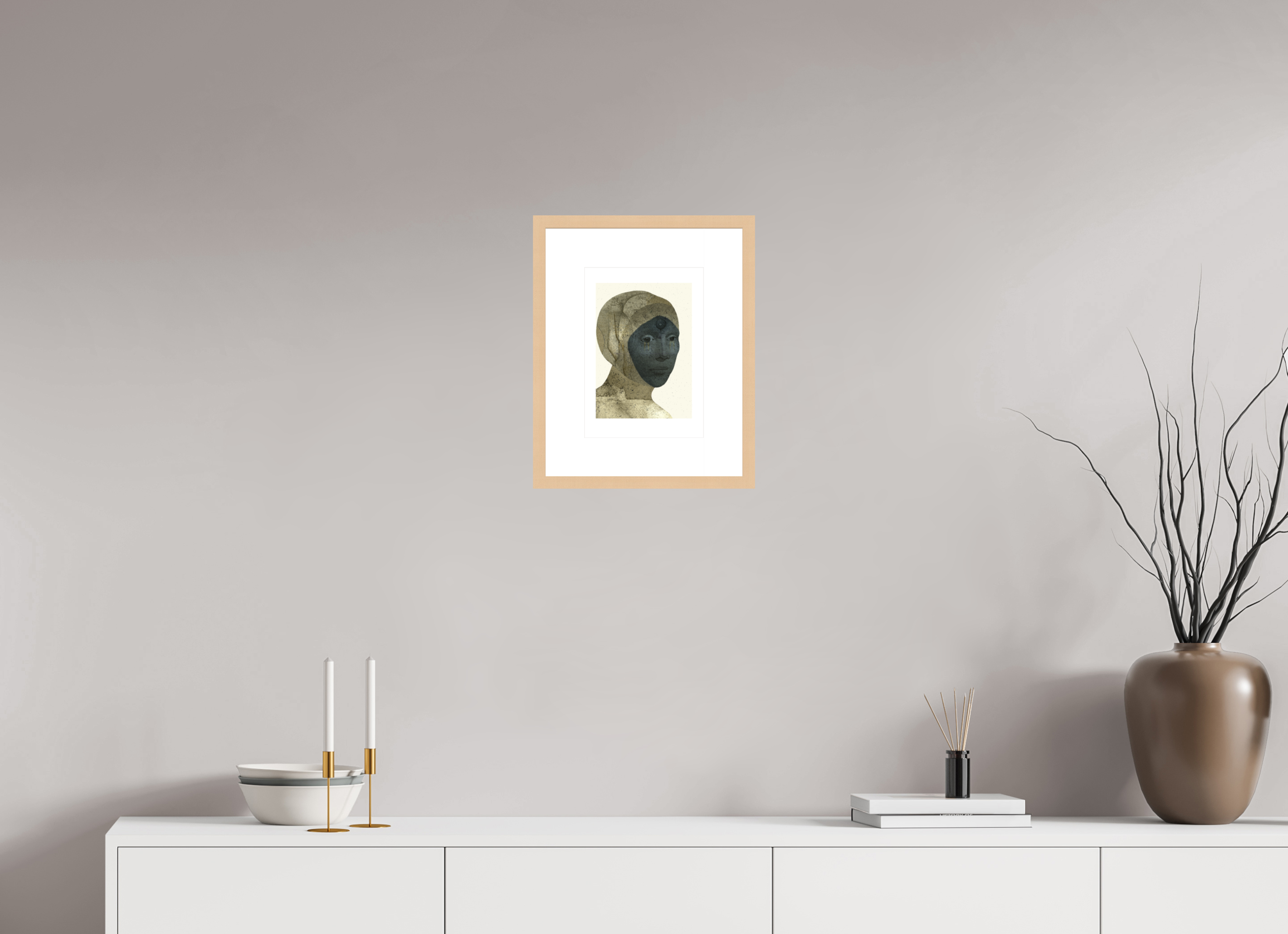 DIN A4 (21 x 29,7 cm), Ilona Mangold - Framed (Ahorn natur) Still Presence – Framed Abstract Wall Art