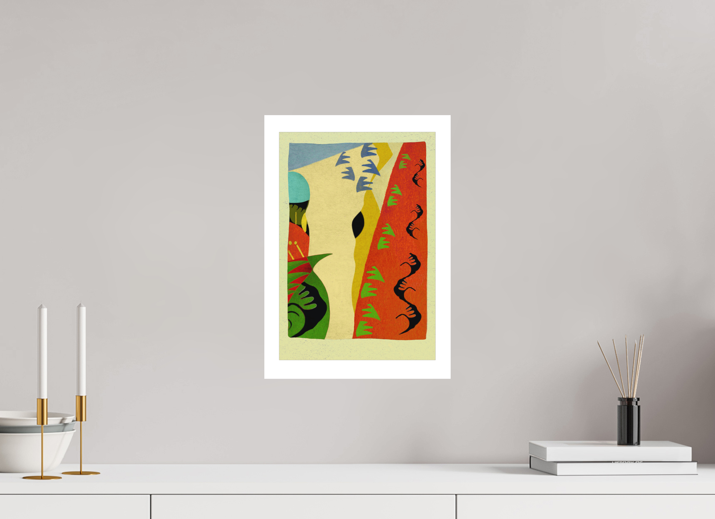 DIN A3 (29,7 x 42 cm), Ilona Mangold - FineArt Paper (no frame) Warm Landscape – Modern Abstract Wall Art Print