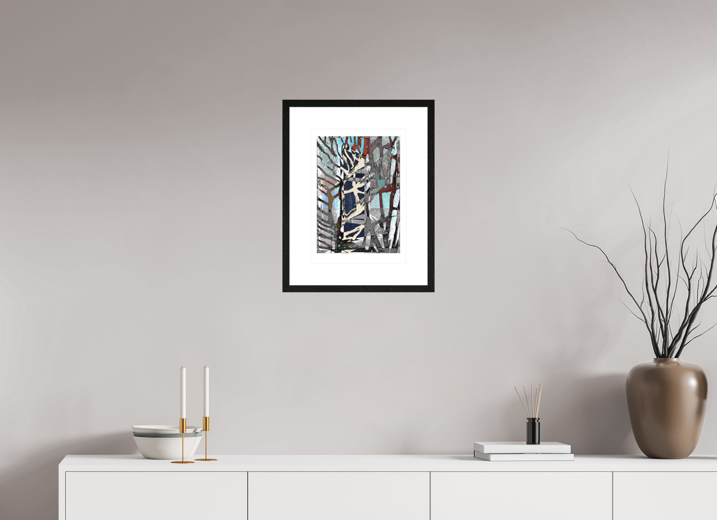DIN A3 (29,7 x 42 cm), Ilona Mangold A4 - Framed (Black Oak) Urban Layers – Framed Abstract Wall Art