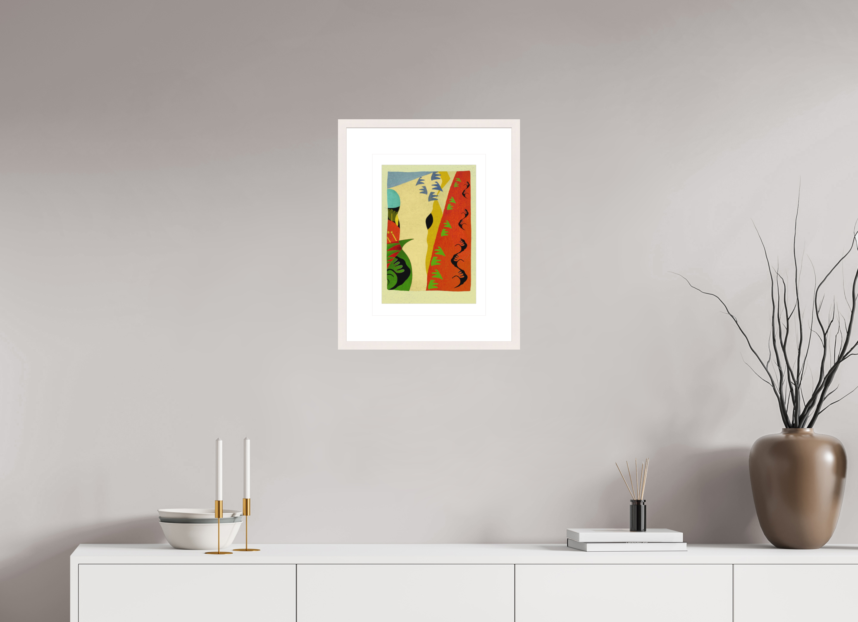 DIN A3 (29,7 x 42 cm), Ilona Mangold A4 Framed Warm Landscape – Framed Abstract Wall Art
