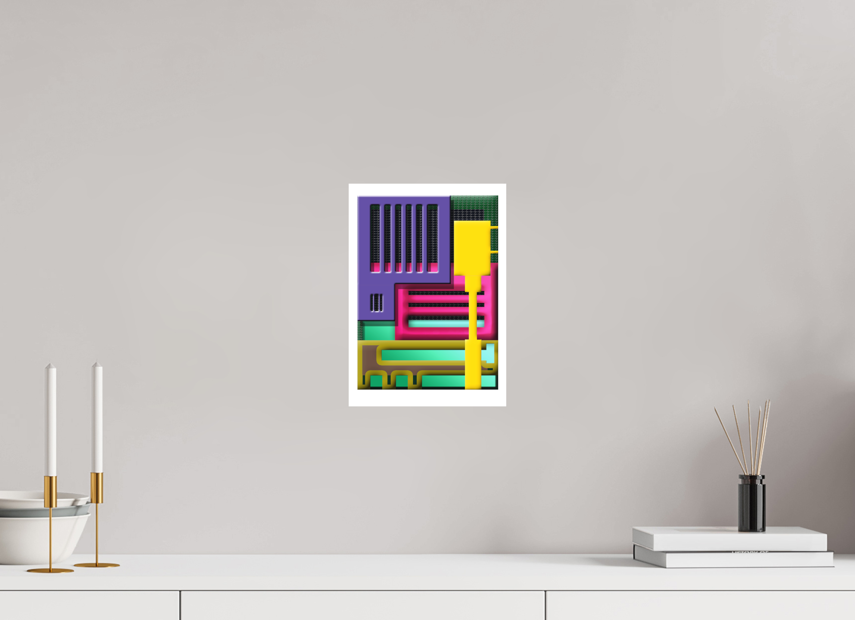 DIN A4 (21 x 29,7 cm), Ilona Mangold - FineArt Paper (no frame) Neon Structure – Modern Abstract Art Print