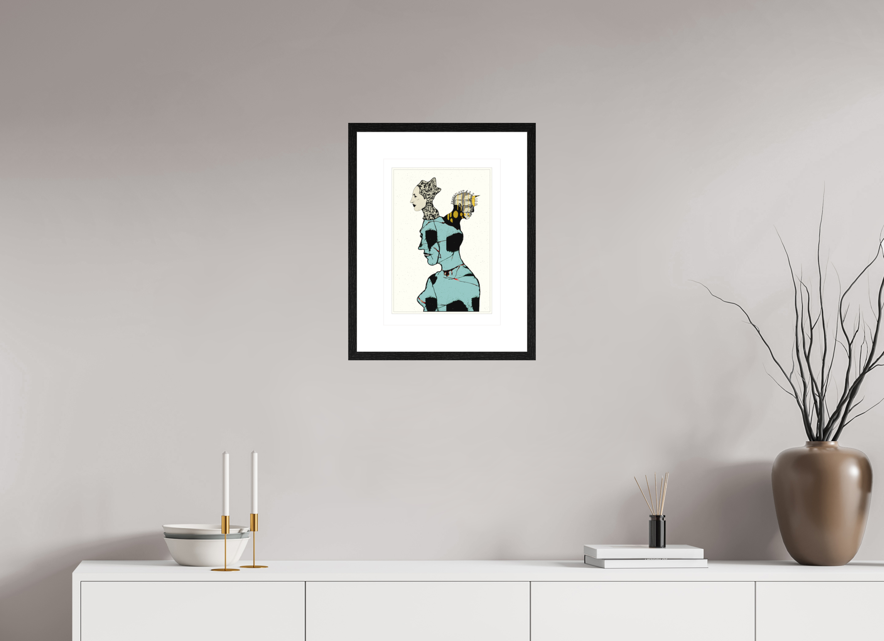 DIN A3 (29,7 x 42 cm), Ilona Mangold A4 - Framed (Black Oak) Dual Identity – Framed Abstract Wall Art