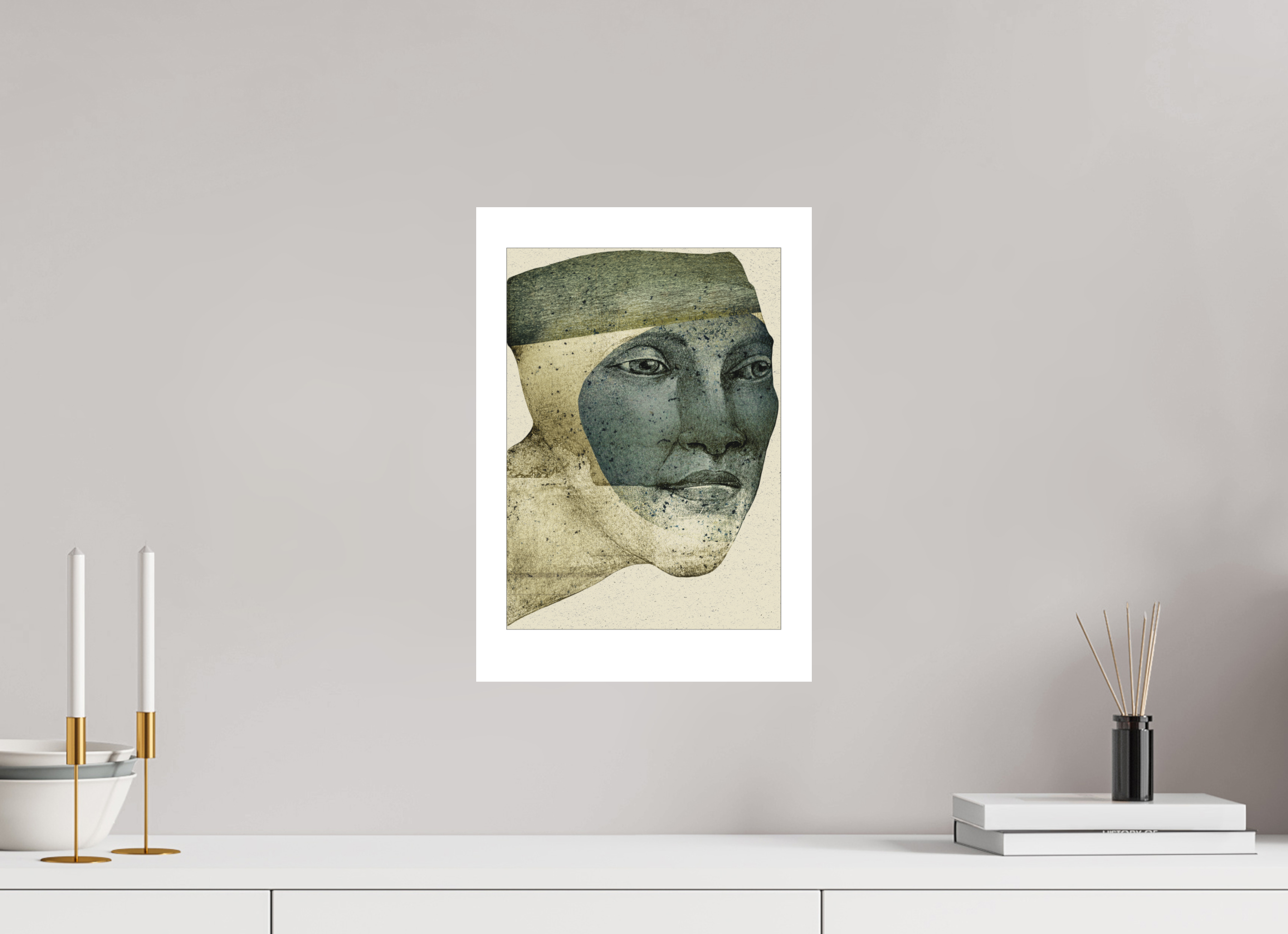 DIN A3 (29,7 x 42 cm), Ilona Mangold - FineArt Paper (no frame) Quiet Portrait – Modern Abstract Art Print