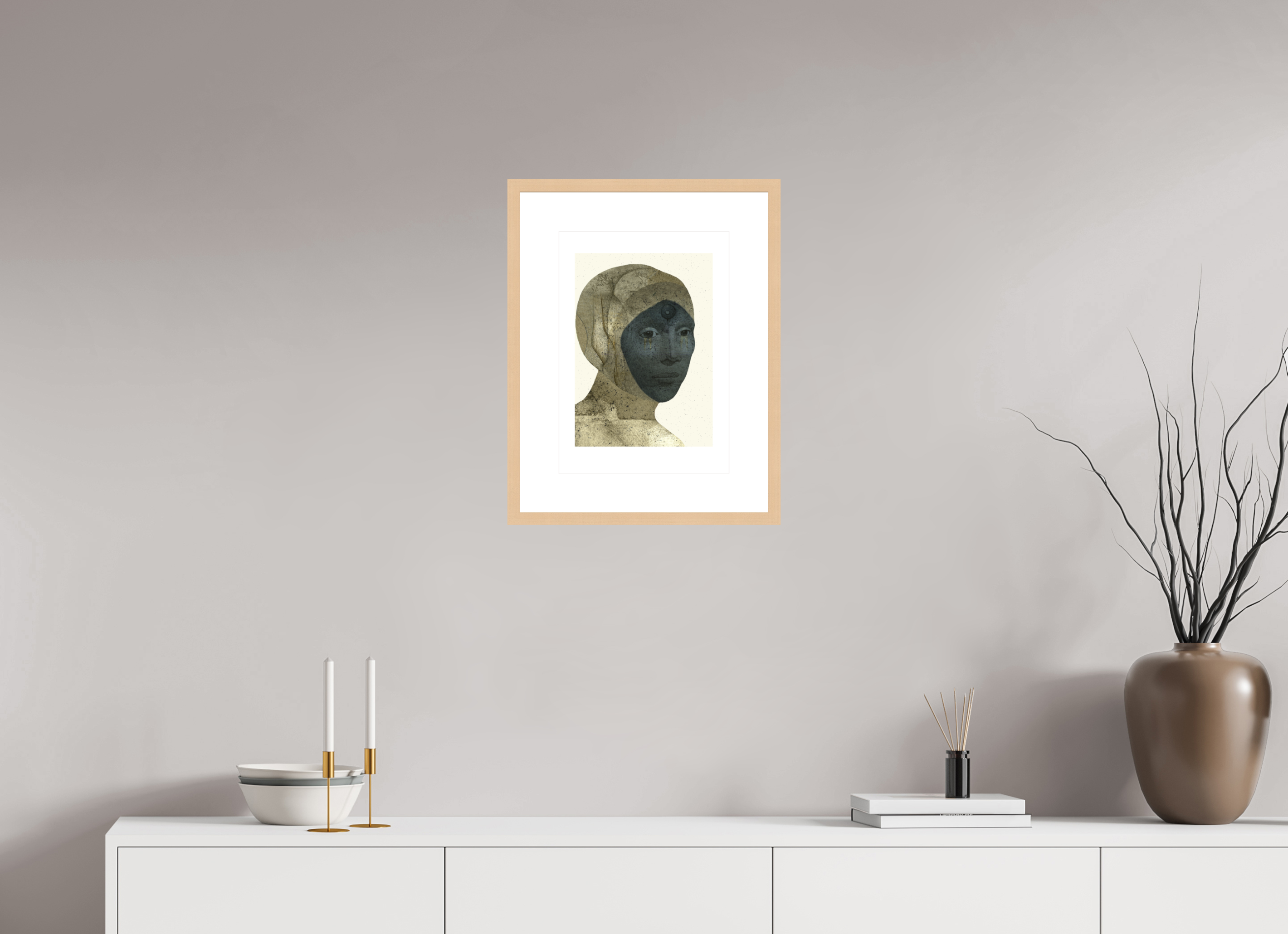 DIN A3 (29,7 x 42 cm), Ilona Mangold - Framed (Ahorn natur) Still Presence – Framed Abstract Wall Art
