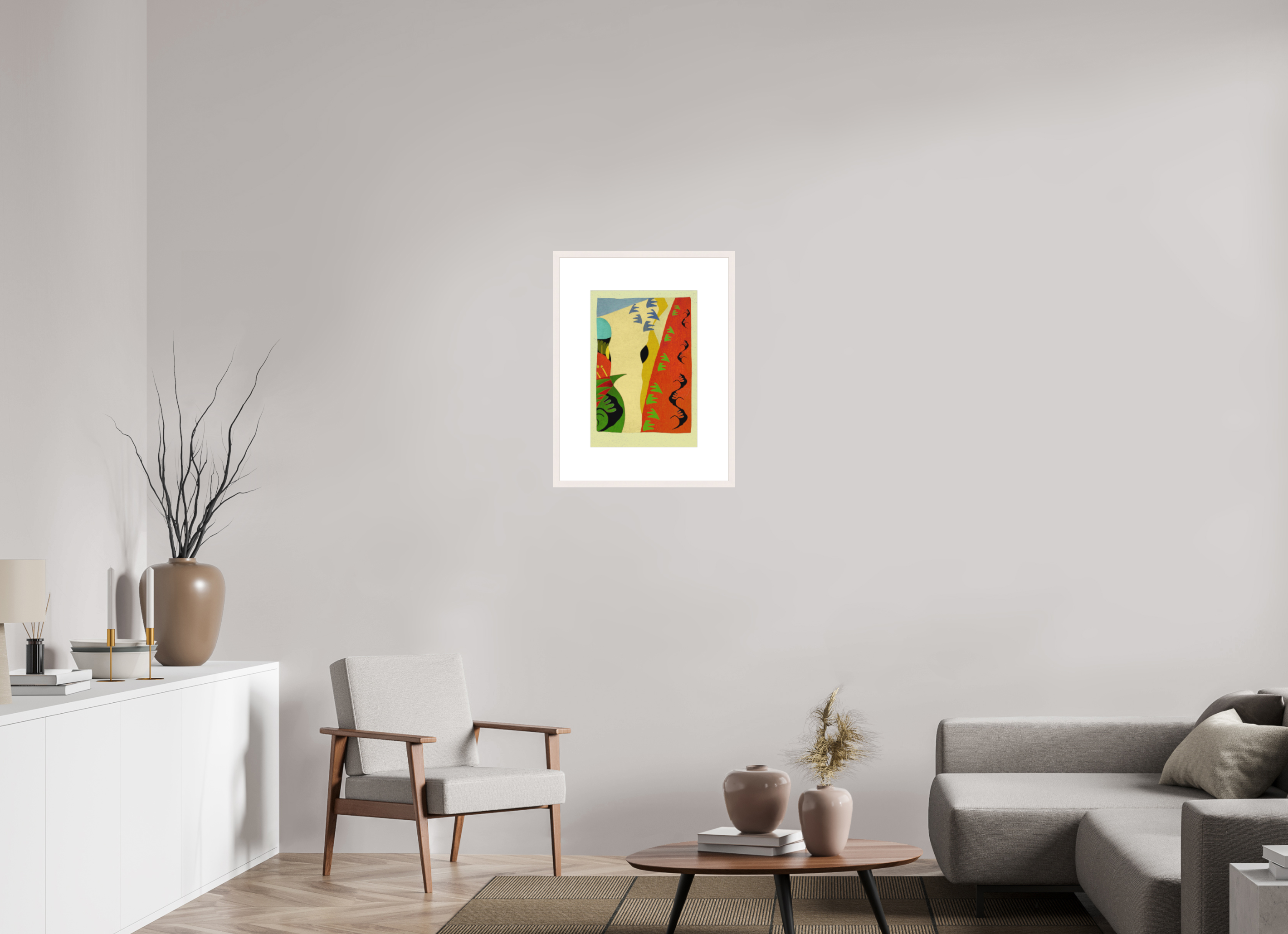DIN A2 (42 x 59,4 cm), Ilona Mangold A4 Framed Warm Landscape – Framed Abstract Wall Art