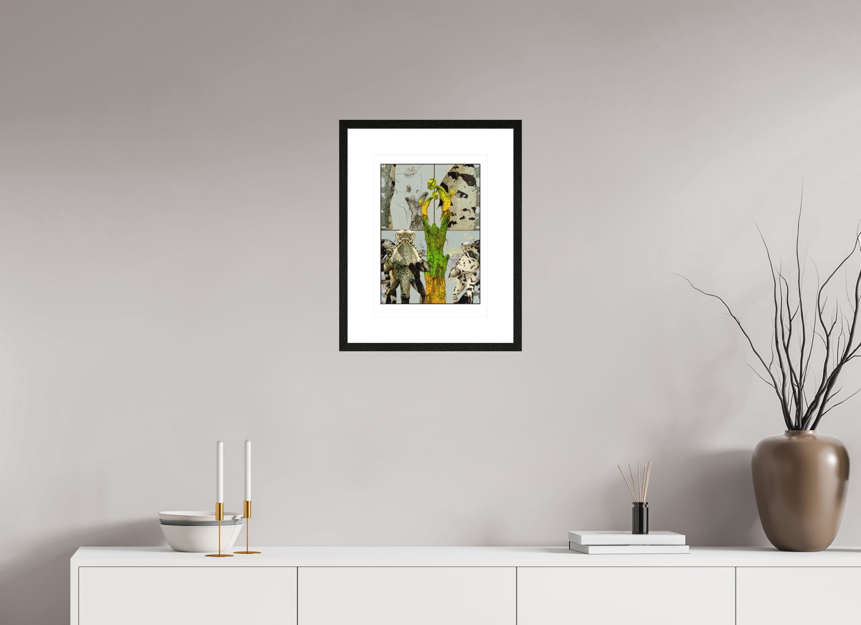 DIN A3 (29,7 x 42 cm), Ilona Mangold A4 - Framed (Black Oak) Last Willos - Framed Abstract Wall Art