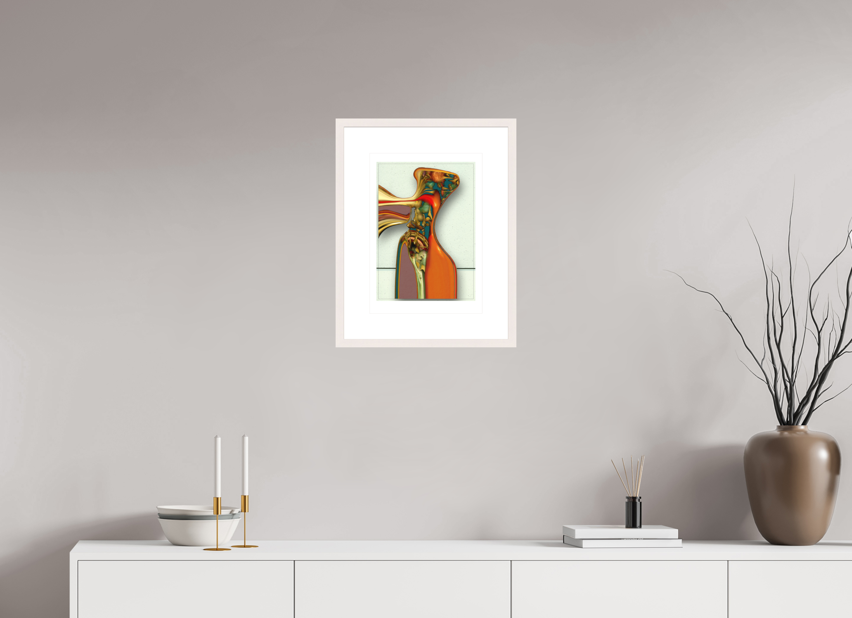 DIN A3 (29,7 x 42 cm), Ilona Mangold A4 Framed Fluid Form – Framed Abstract Wall Art