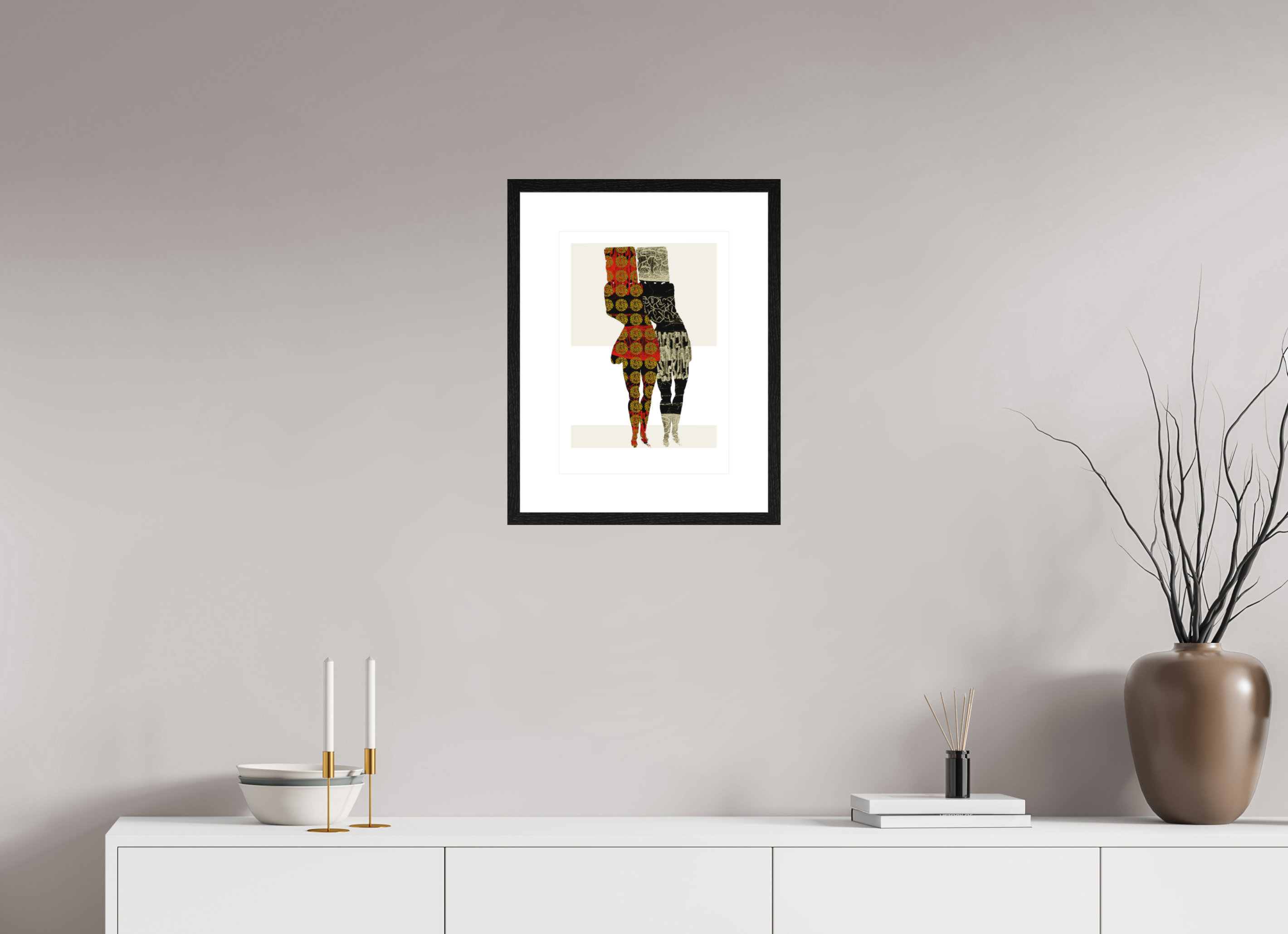 DIN A3 (29,7 x 42 cm), Ilona Mangold A4 - Framed (Black Oak) Shared Rhythm – Framed Abstract Wall Art