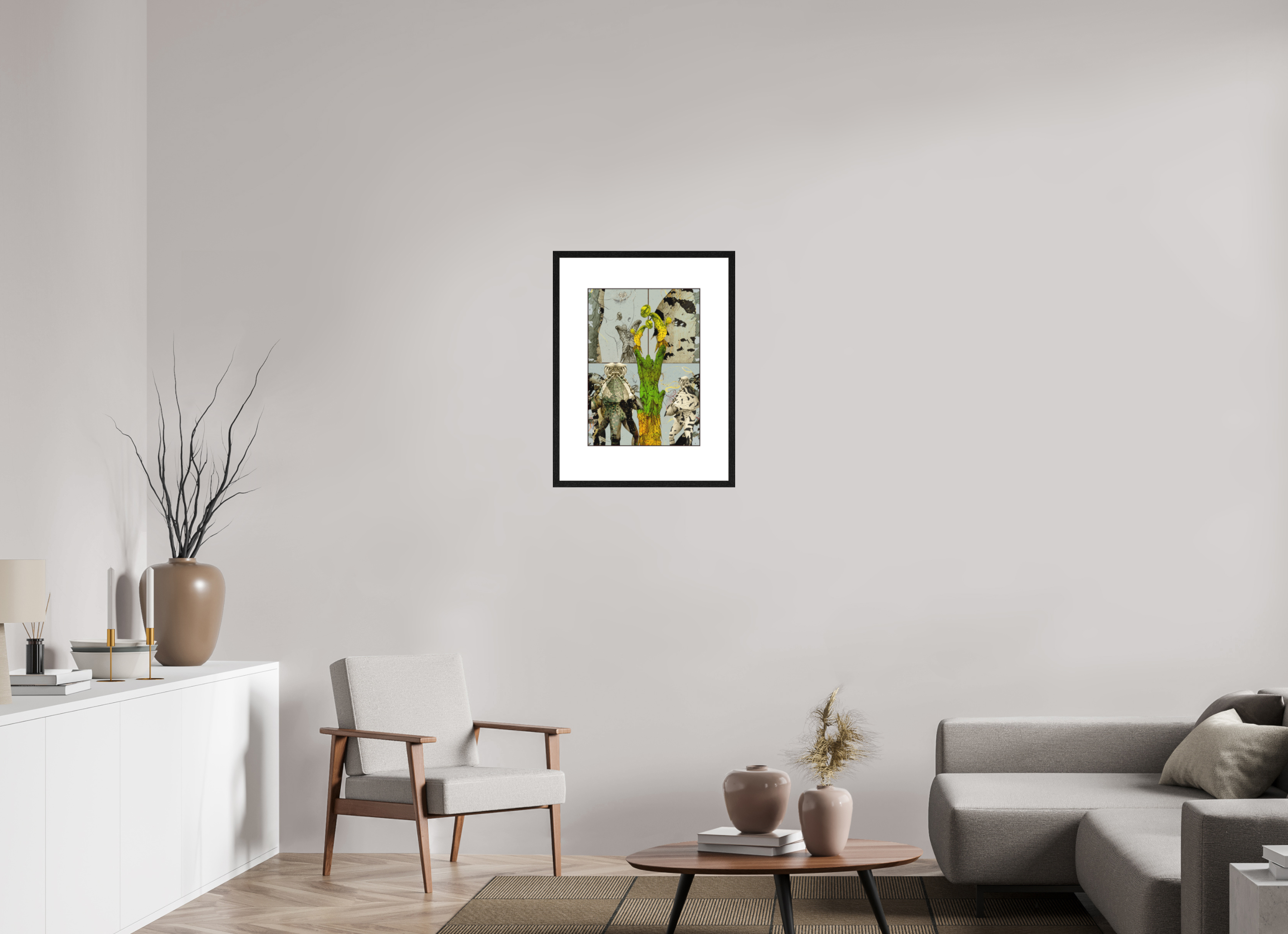 DIN A2 (42 x 59,4 cm), Ilona Mangold A4 - Framed (Black Oak) Last Willos - Framed Abstract Wall Art