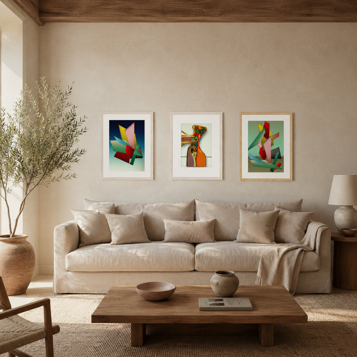 Chromatic Balance Set - Three Framed Abstract Wall Art Prints