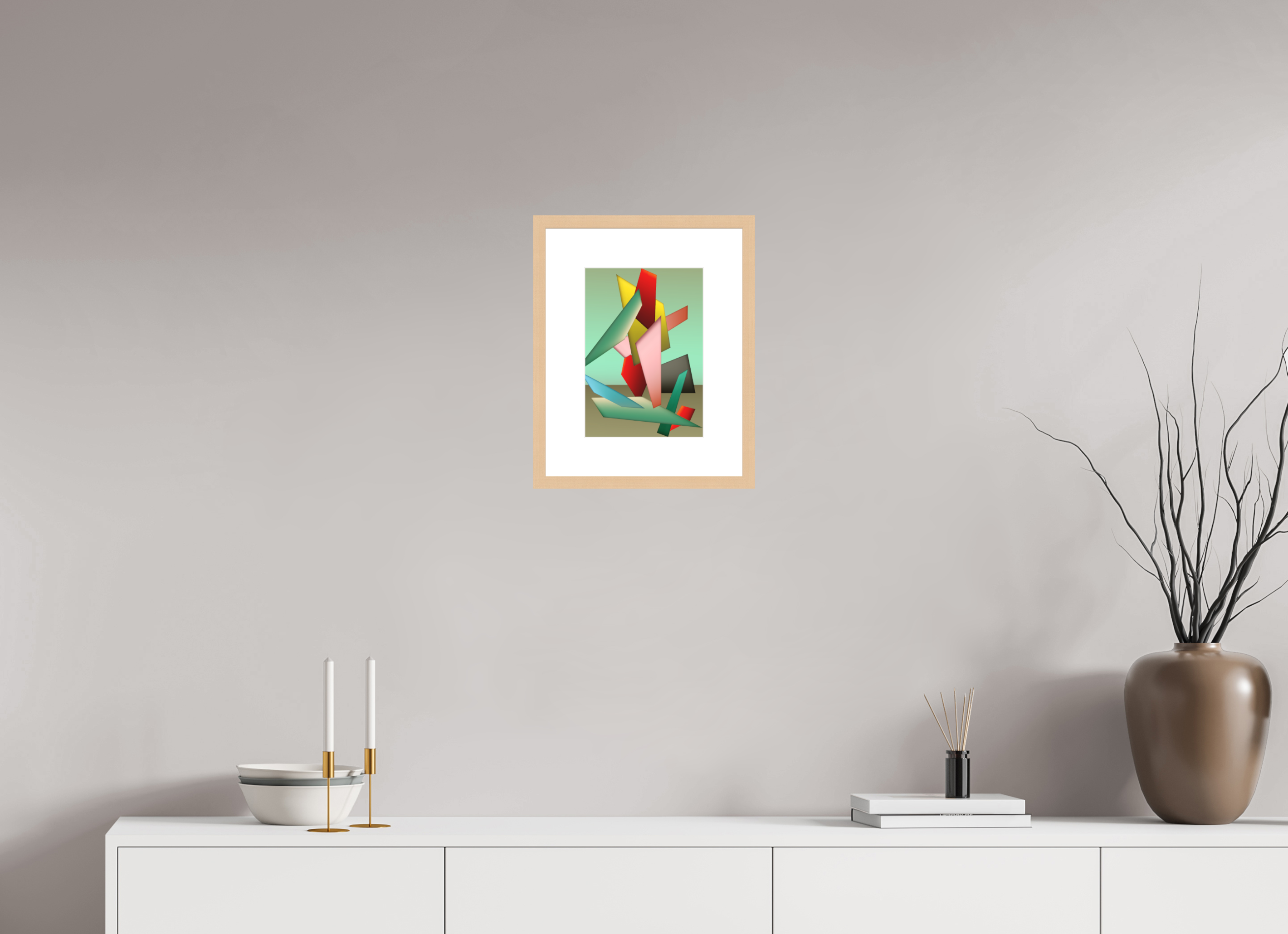 DIN A4 (21 x 29,7 cm), Ilona Mangold - Framed (Ahorn natur) Dynamic Balance – Framed Abstract Wall Art