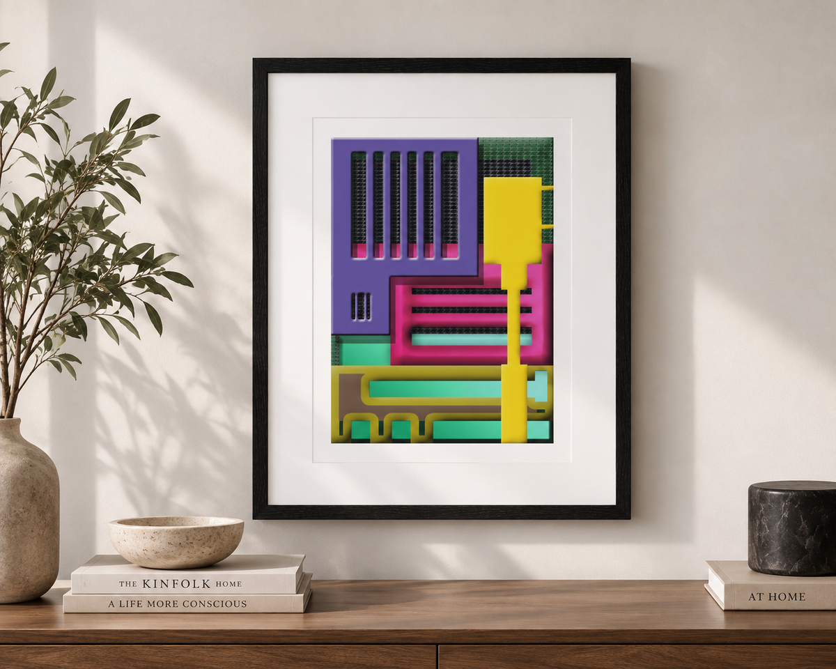 Neon Structure – Framed Abstract Wall Art
